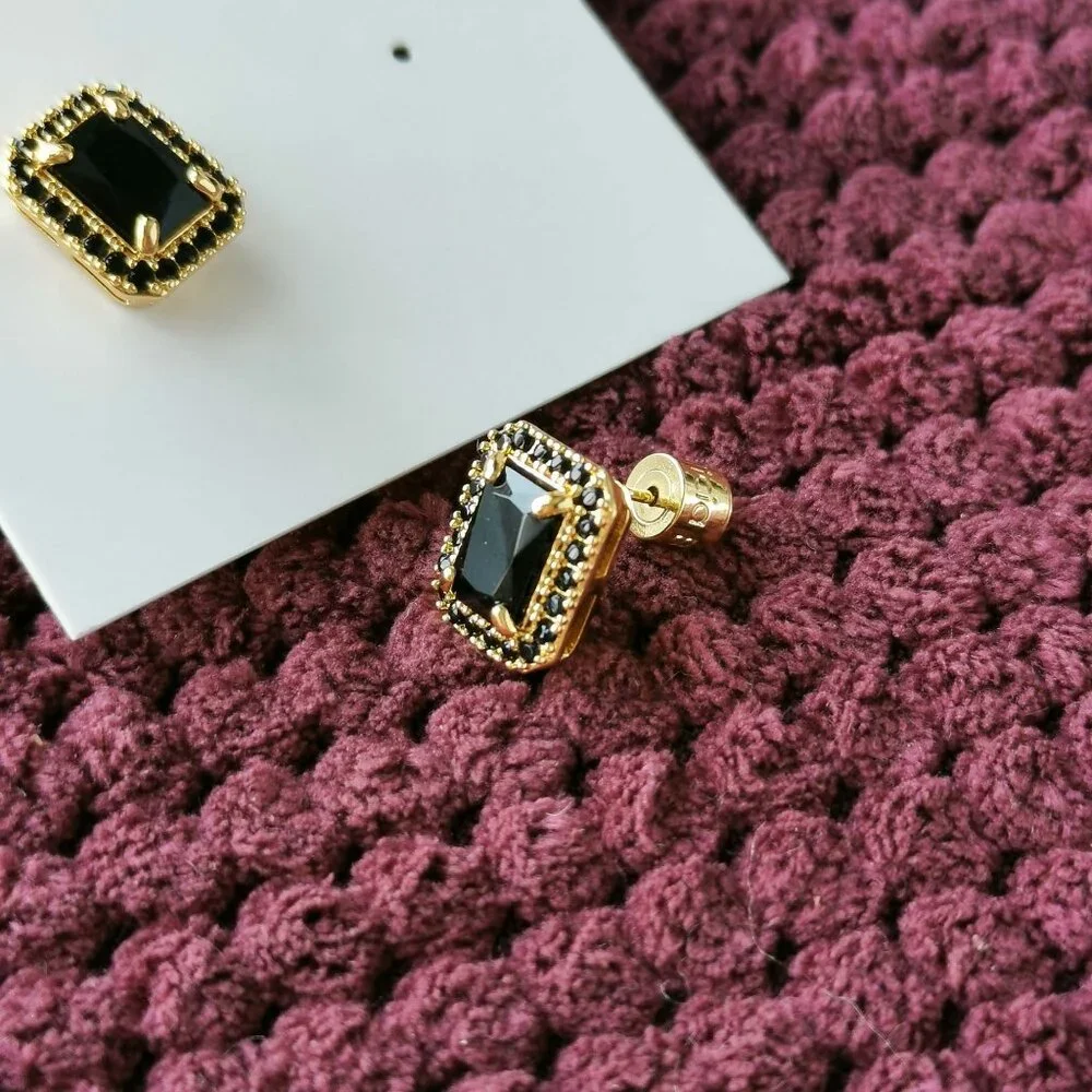 Alicia Bonnie Gold Black Crystal Aurora Stud Earrings NEW